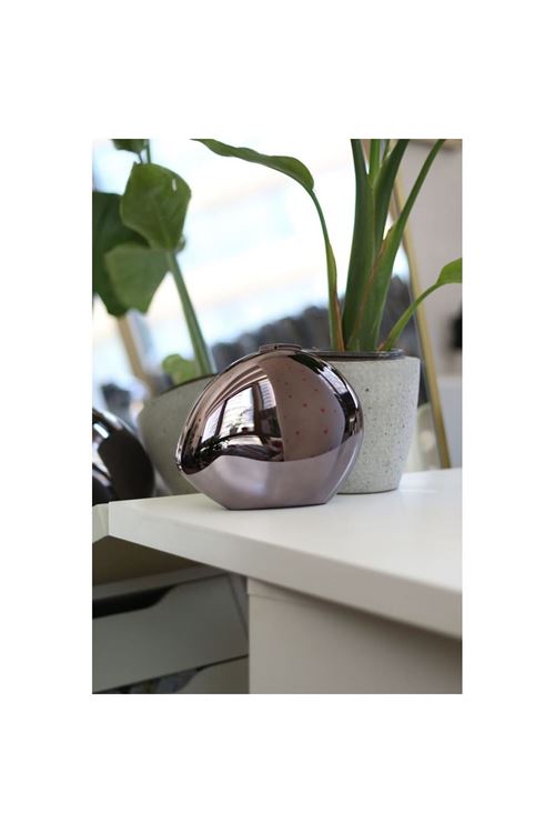 Platin Asimetrik Yassı Taş Form Mika Abiye Çanta