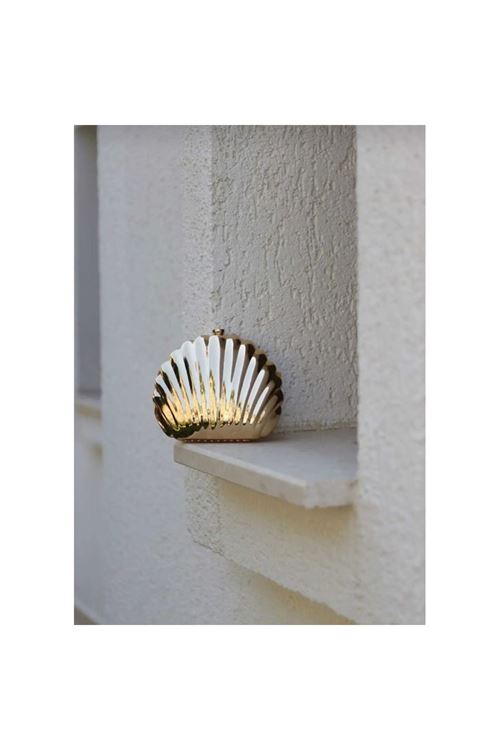 Kadın Gold Metal Istiridye Formlu Zincir Detaylı Abiye Çanta