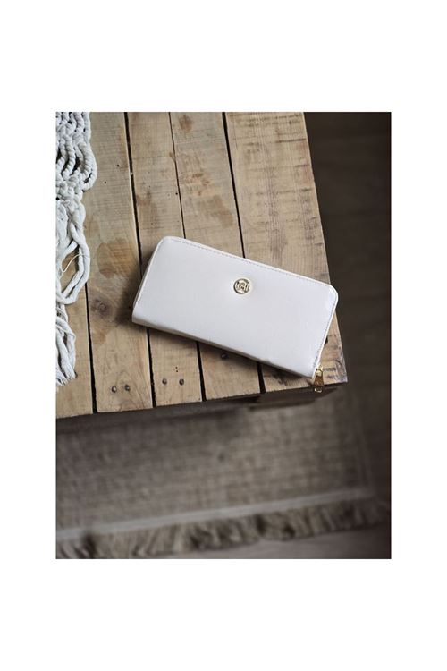 Krem Dokulu Slim Kartlık Detaylı Cüzdan