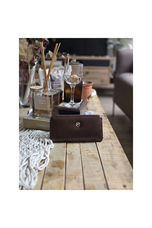 Acı Kahve Dokulu Slim Kartlık Detaylı Cüzdan