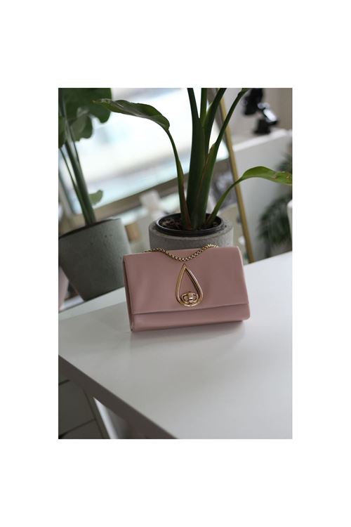 Kadın Pudra Damla Aksesuarlı Omuz Çantası