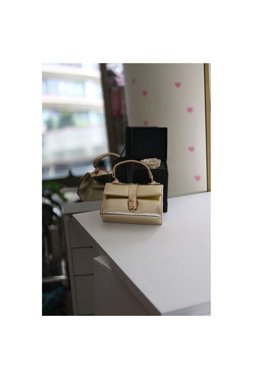 Gold Parlak Toka Detaylı Zincirli El Omuz Çantası