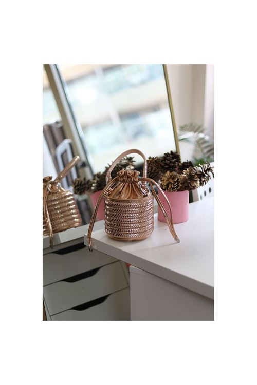 Kadın Rose Özel Form Çapraz Taş İşleme Abiye Çanta