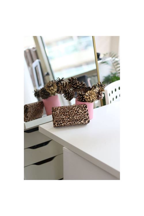 Kadın Leopar Desenli Mini Kutu Omuz Çantası