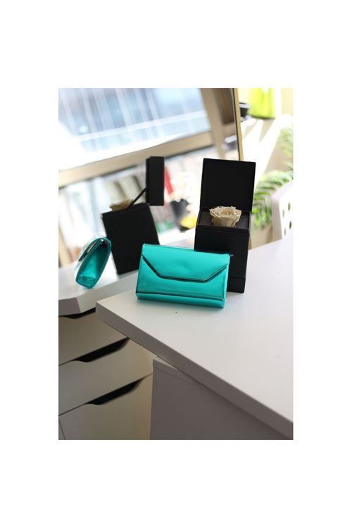 Kadın Turkuaz Parlak Mini Omuz Çantası