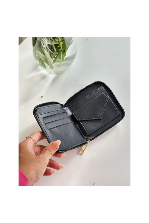 Kadın  Fuşya Çizgi Desenli Mini Cüzdan