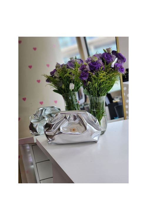 Kadın Silver Gold Aksesuarlı Bohça Form Omuz Çantası