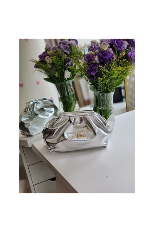 Kadın Silver Gold Aksesuarlı Bohça Form Omuz Çantası