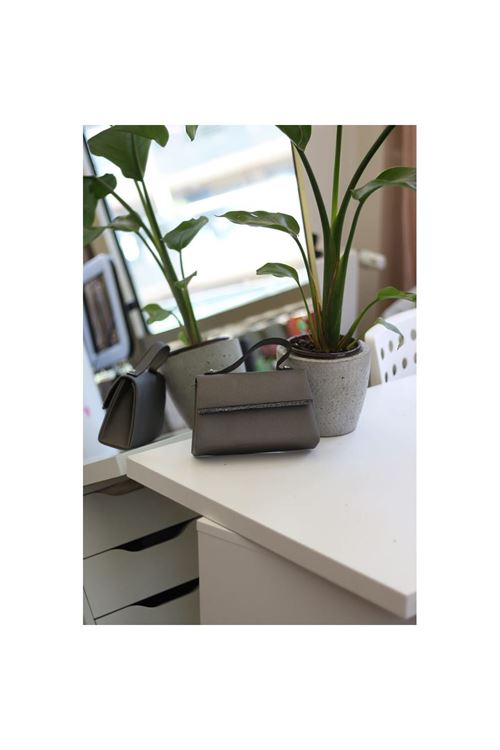 Kadın Platin Saten Tutma Taş Şerit Detaylı Abiye Omuz Çantası