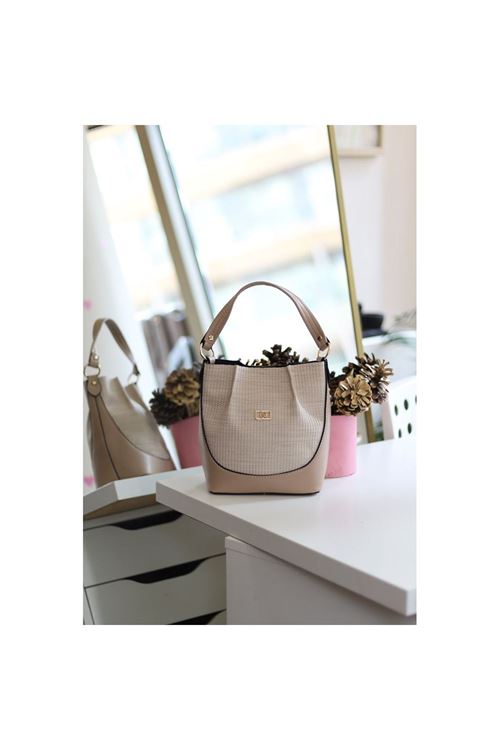 Kadın Vizon Dokulu Büzgü Detay El &amp;amp; Omuz Çantası