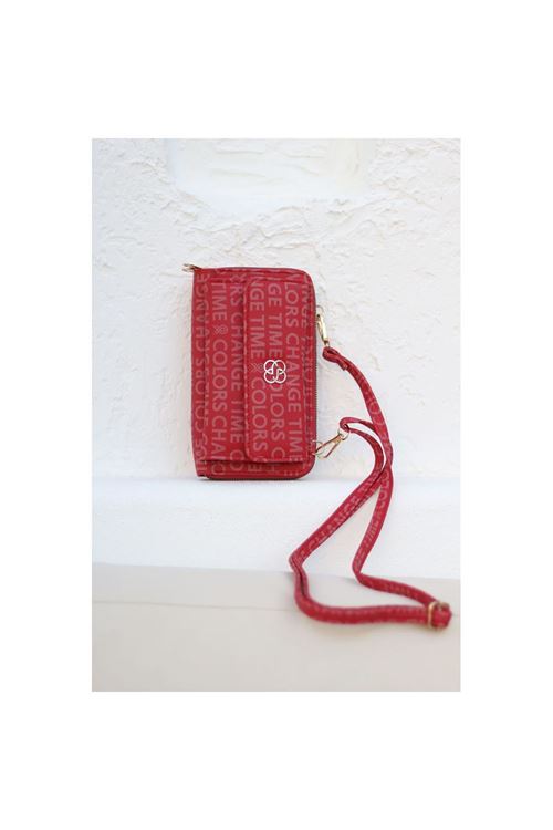 Kadın Kırmızı Telefon Bölmeli Yatay Çapraz Askılı Cüzdan Çanta