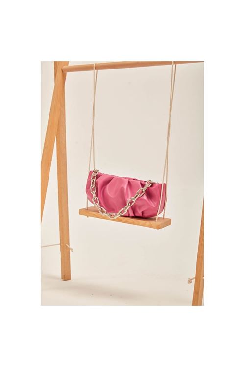 Kadın Koyu Pembe Silver Zincir Detaylı Mini El Omuz Çantası