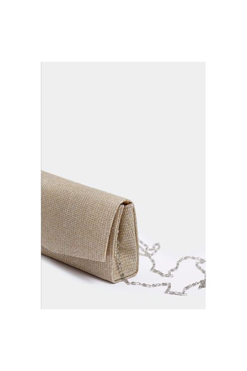 Kadın Simli Gold Mini Kutu Omuz Çantası