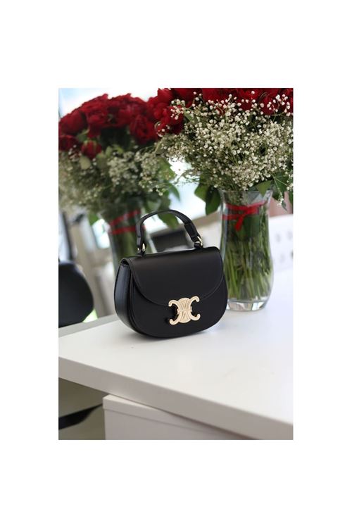 Kadın Siyah Kanca Gold Toka Detaylı Mini El &amp;amp; Omuz Çantası