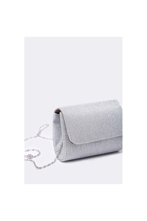 Kadın Gümüş Mini Portföy Abiye Çanta