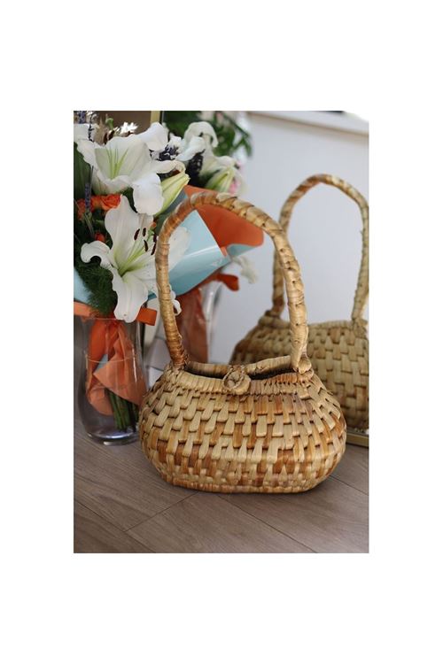 Kadın Sepet Görünümlü Hasır Dekoratif Çanta