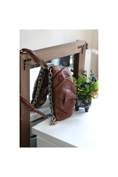 Kadın Taba Silver Zincir Detaylı Mini El Omuz Çantası