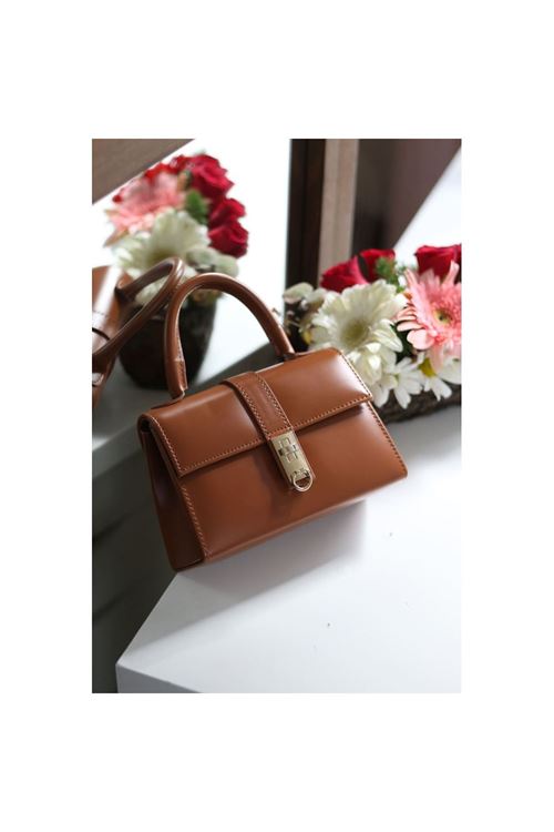 Kadın Taba Gold Kare  Kilit Detaylı Mini El &amp;amp; Omuz Çantası