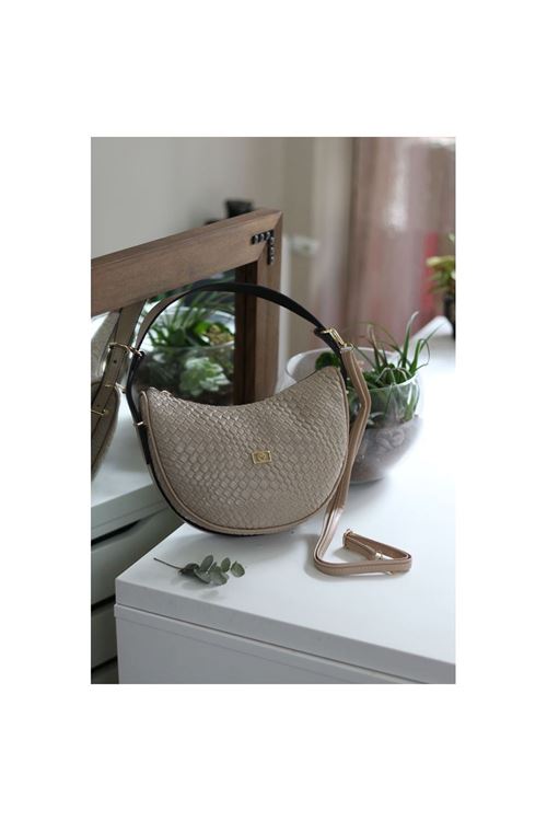 Kadın Vizon Kroko Oval Askılı Omuz Çantası