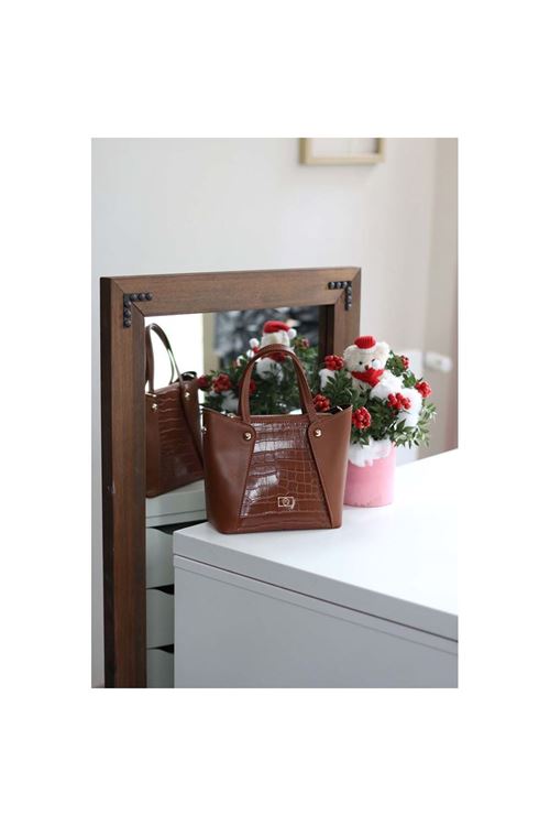 Kadın Taba Kroko Ayarlanabilir Askılı Omuz Çantası