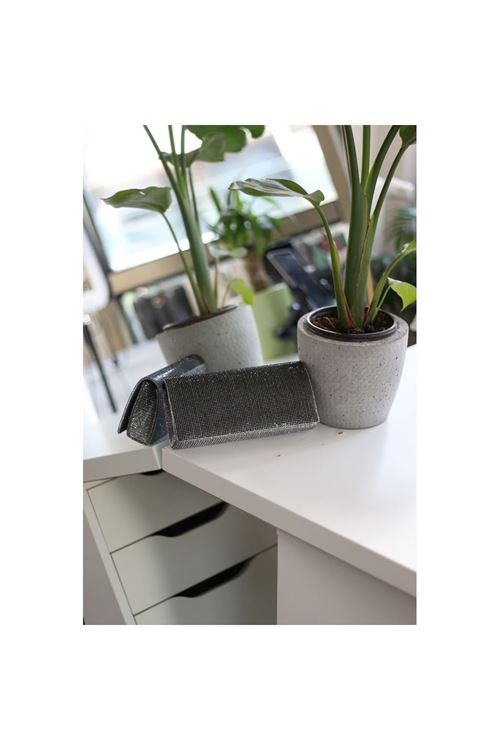 Kadın Platin Taş Kapak Detaylı Zincirli Abiye Omuz Çantas