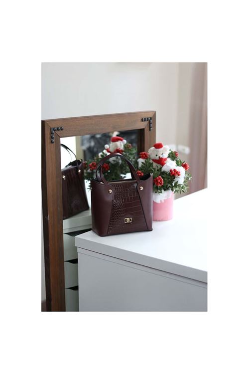 Kadın Bordo Kroko Ayarlanabilir Askılı Omuz Çantası