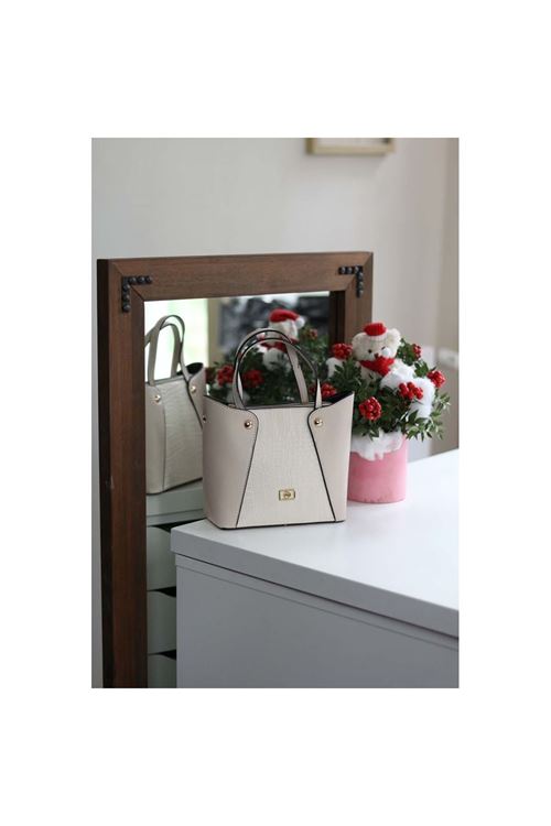 Kadın Krem Kroko Ayarlanabilir Askılı Omuz Çantası