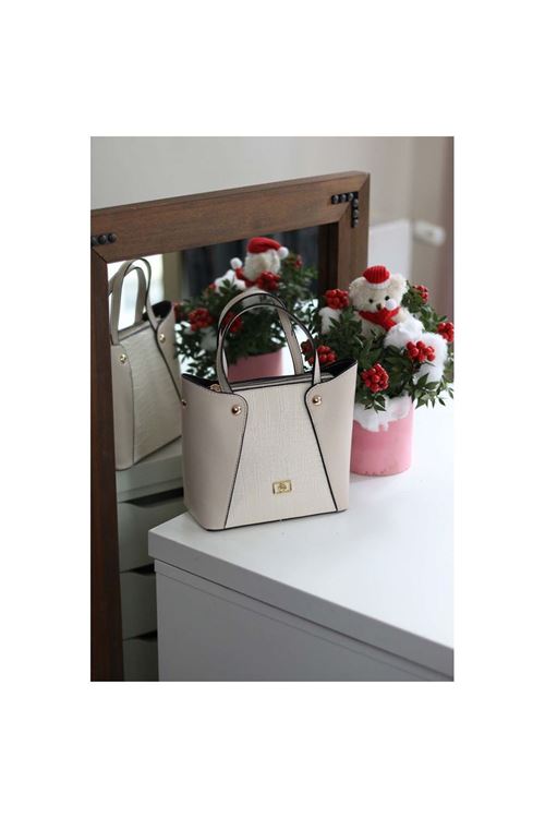 Kadın Krem Kroko Ayarlanabilir Askılı Omuz Çantası