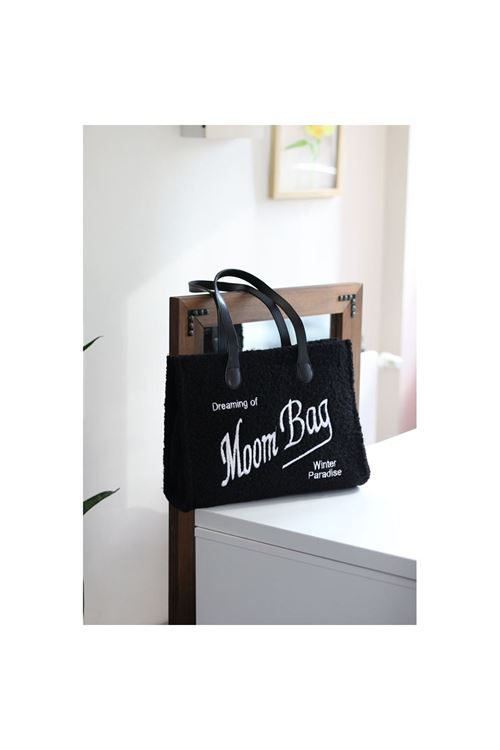 Kadın Siyah Peluş Büyük Boy Omuz Çantası