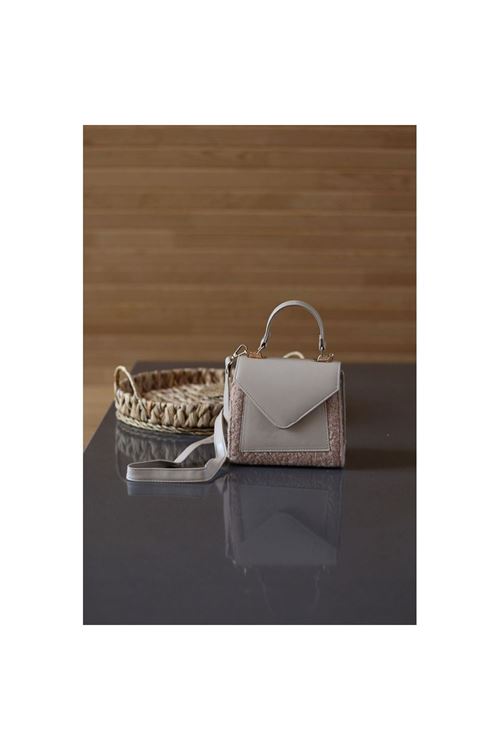 Kadın Vizon Peluş Kapak Detaylı El ve Omuz Çantası