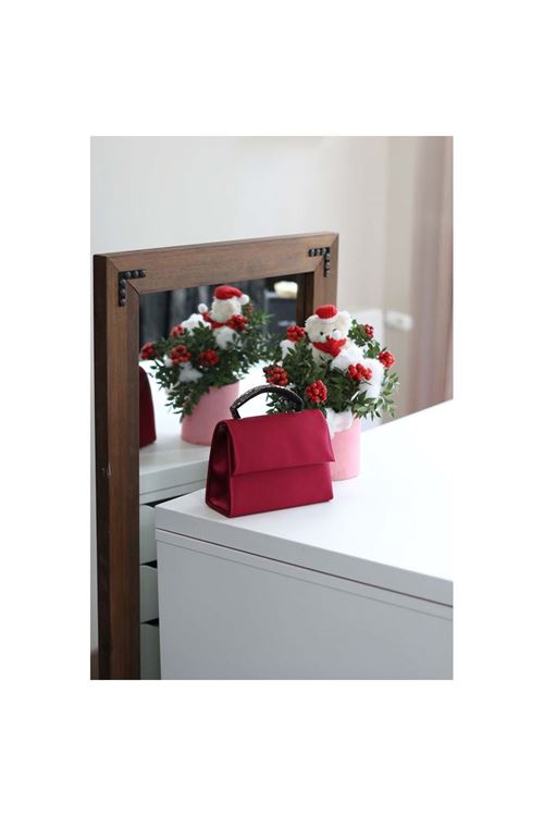 Kadın Bordo Taş Tutma Detaylı Abiye Omuz Çantası