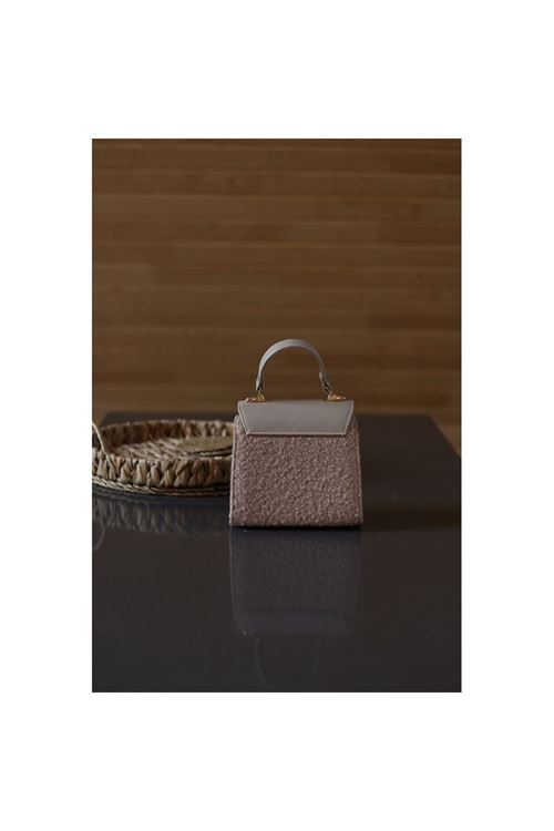 Kadın Vizon Peluş Kapak Detaylı El ve Omuz Çantası