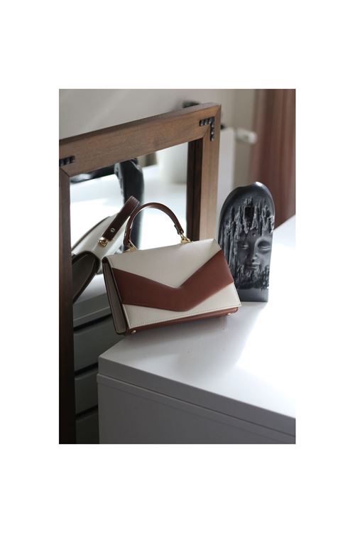 Krem Taba Zarf Tutma Saplı Omuz Çantası