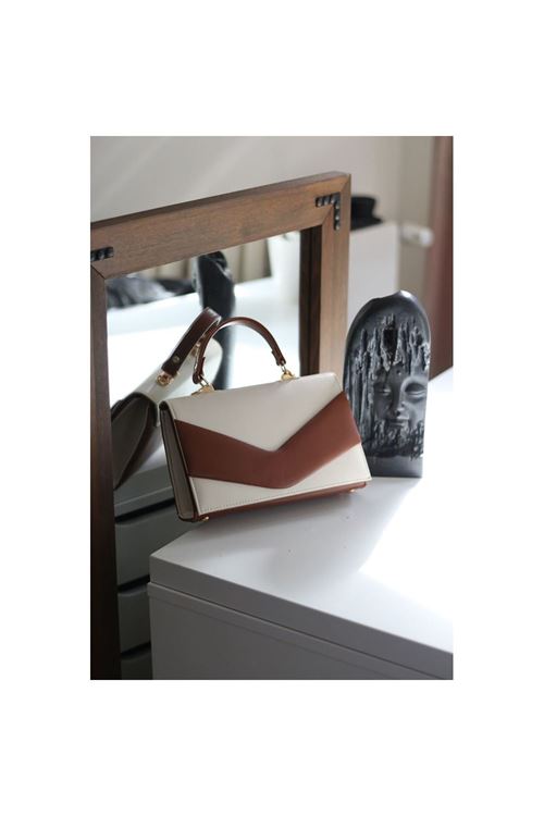 Krem Taba Zarf Tutma Saplı Omuz Çantası