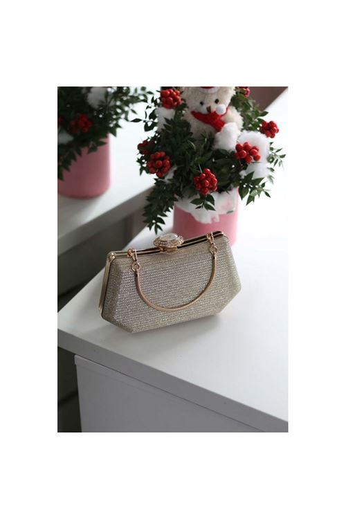 Kadın Gold Tutma Detaylı Abiye Çanta