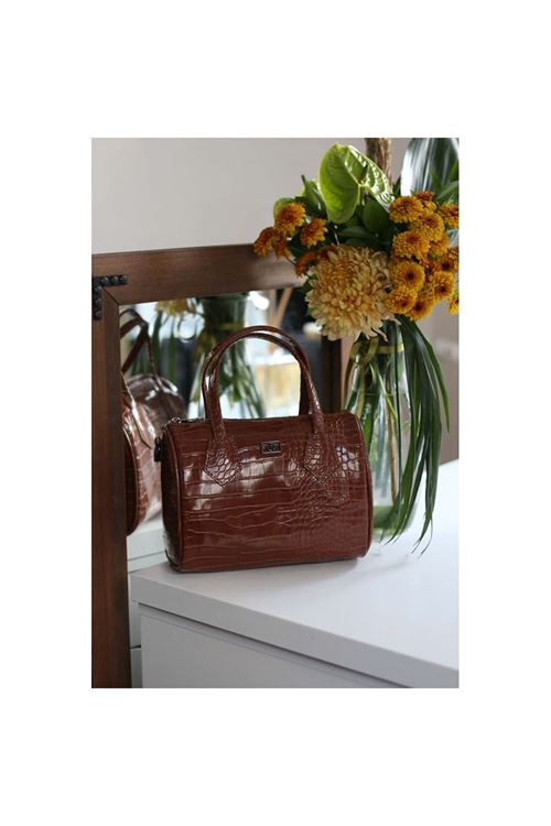Kadın Taba Kroko Askılı El Omuz Çantası