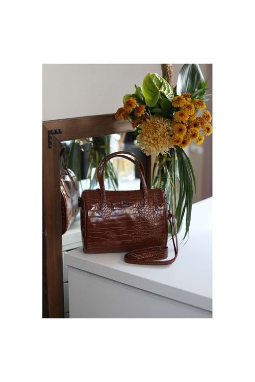 Kadın Taba Kroko Askılı El Omuz Çantası