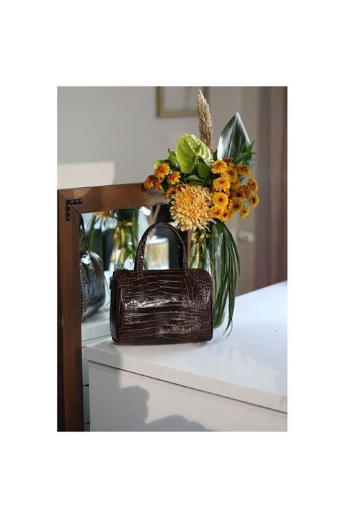 Kadın Acı Kahve Kroko Askılı El Omuz Çantası