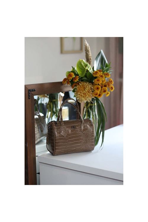 Kadın Vizon Kroko Askılı El Omuz Çantası