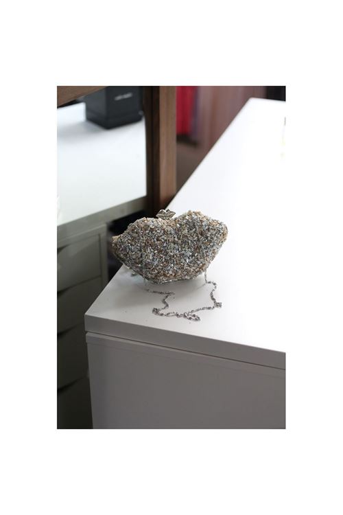 Kadın Gümüş Desenli Abiye çanta