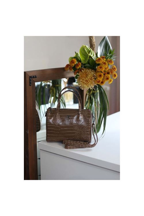 Kadın Vizon Kroko Askılı El Omuz Çantası