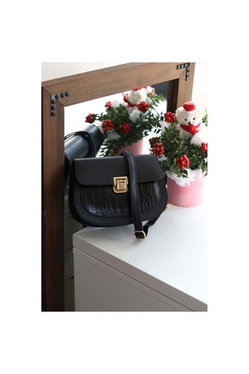 Kadın Siyah Ayarlanabilir Askılı Omuz Çantası