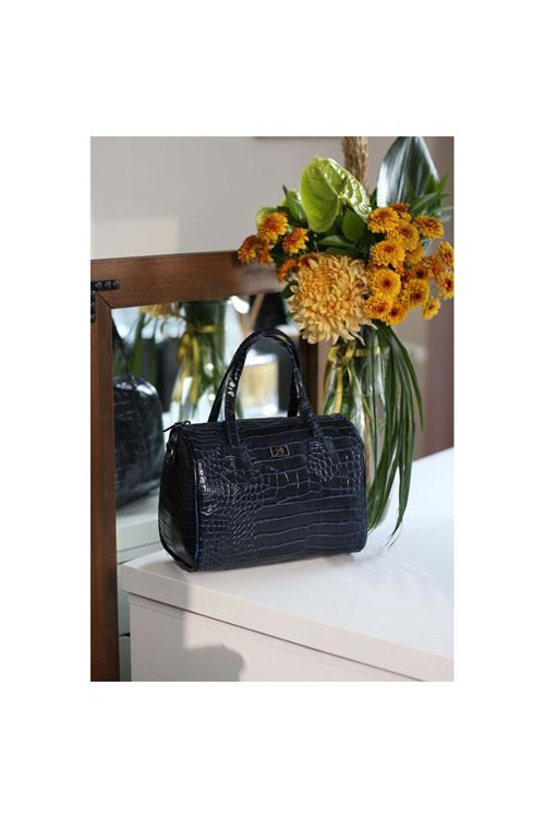 Kadın Lacivert Kroko Askılı El Omuz Çantası