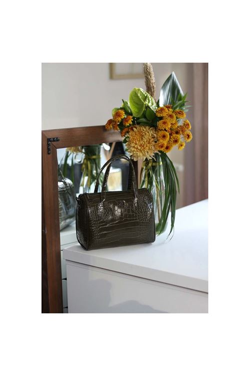 Kadın Yeşil Kroko Askılı El Omuz Çantası