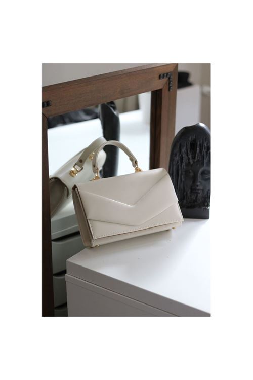 Krem Zarf Tutma Saplı Omuz Çantası