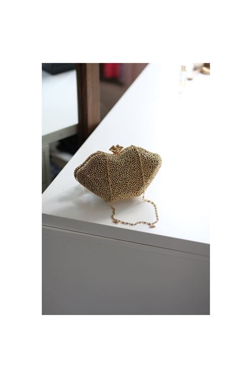 Kadın Gold Taş Detaylı Abiye Çanta