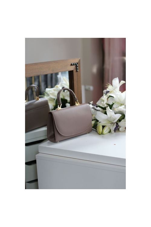 Kadın Vizon Oval Kapak Detaylı Askılı Omuz Çantası