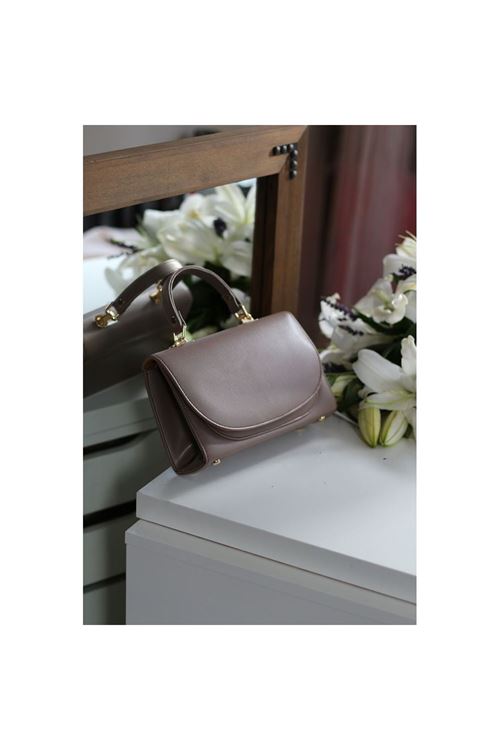 Kadın Vizon Oval Kapak Detaylı Askılı Omuz Çantası