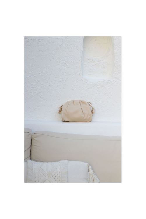 Kadın Krem Yumuşak Pileli Omuz Çantası