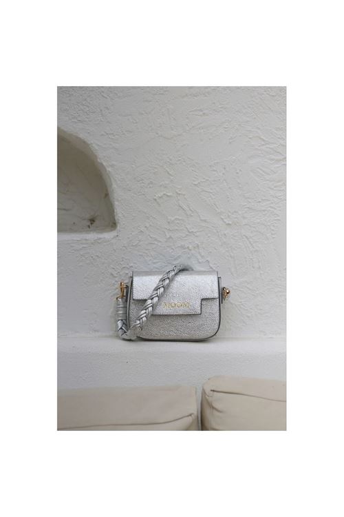 Kadın Gümüş Örme Sap Detaylı Zincirli Omuz Çantası